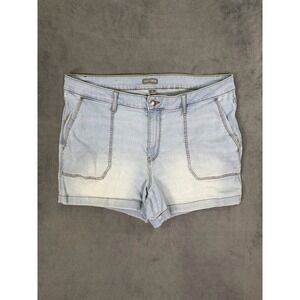 Falls Creek Jean Shorts Womens 18 Blue Light Wash Mid Length High Rise Jorts